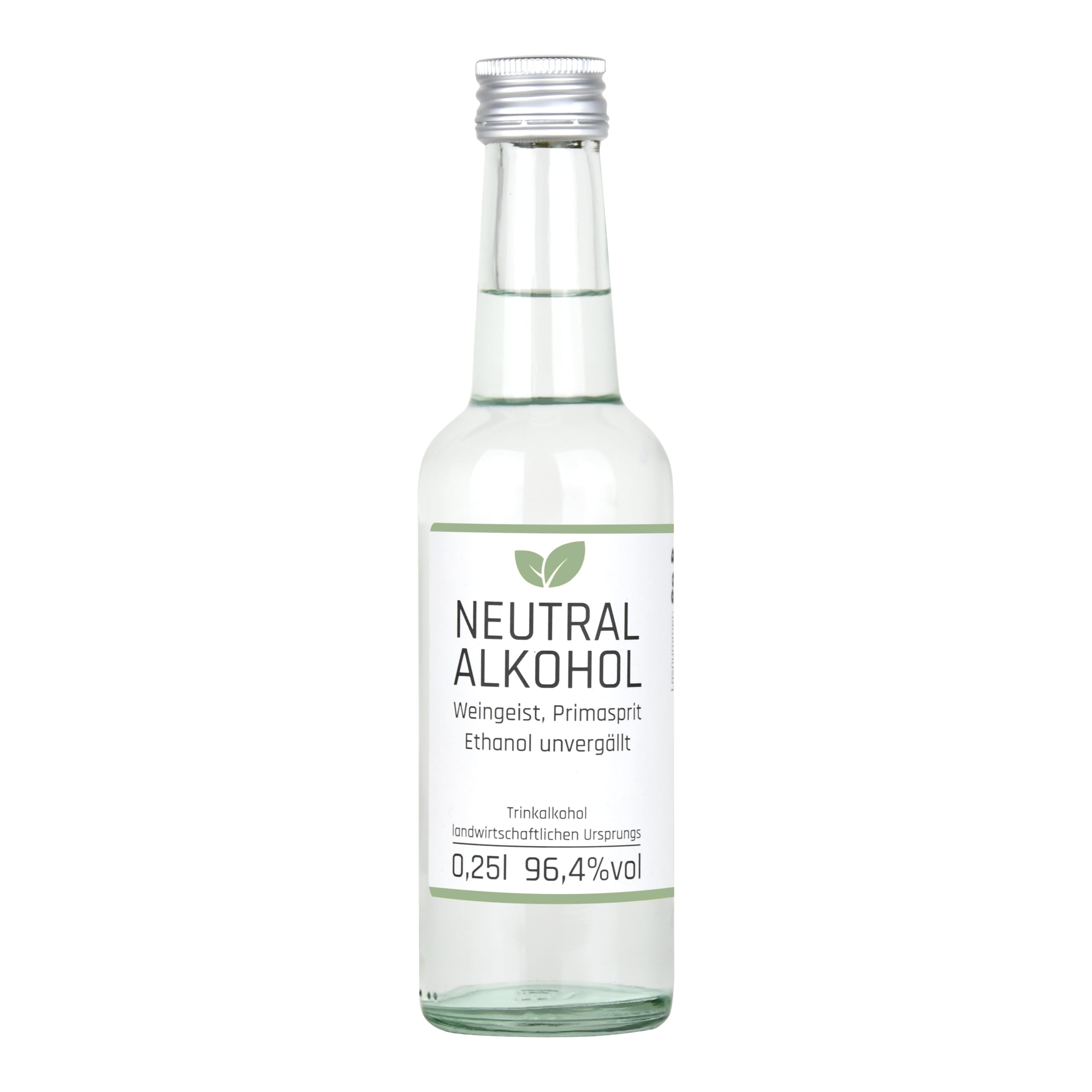 0,25l Weingeist Primasprit Trinkalkohol 96,4% vol - zum Ansetzen von Likören, Gin oder Tinkturen - 0,25l Flasche