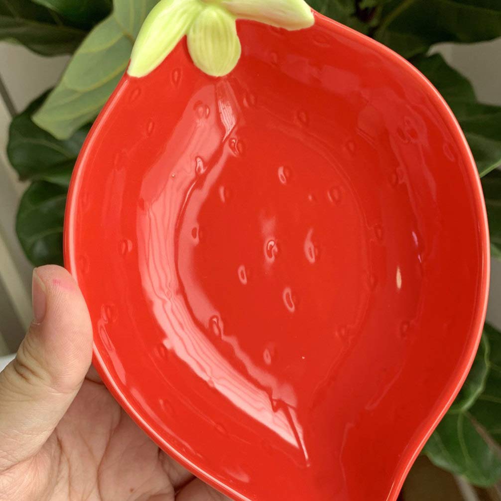 Ceramiczna miska ramen, 3D Owoce Potrawy Półmisek Miska Truskawek Pojemnik do serwowania przekąsek Deser Sałatka Ryżowa Ciasto Pudding Cukierki Czerwone Naczynia do serwowania Tapas Dania (Size : Red