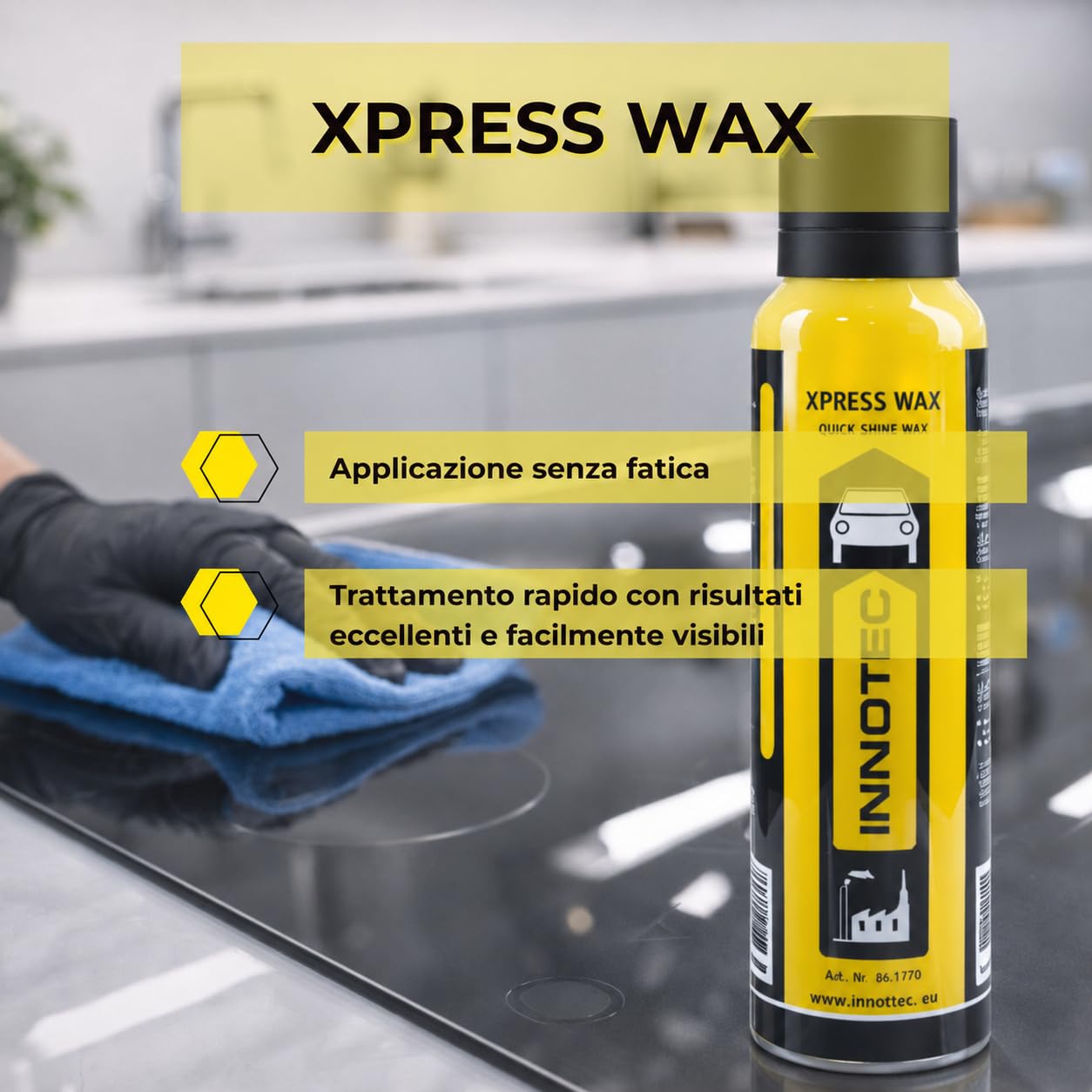 2 pezzi Innotec Xpress Wax 200 ml – Cera rapida spruzzabile per tutte le superfici lucide, fornisce una lucentezza senza striature e una protezione duratura su vernice auto, barca, moto e superfici