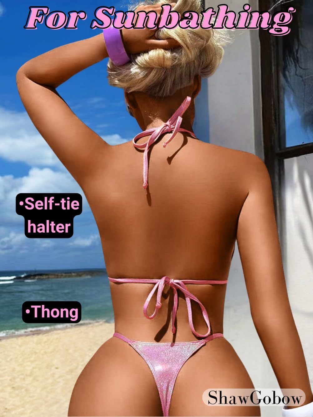 Sparkly String Bikini, High Cut Thong, 2 Piece Sexy Swimsuit - Image 3