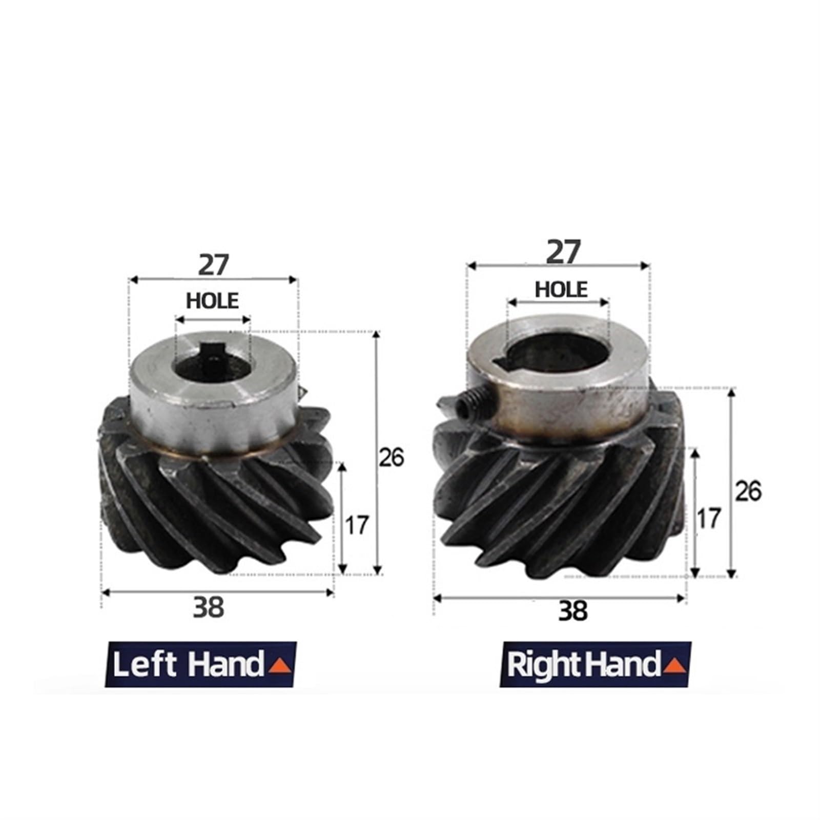 2 Stück 2 Module 12 Zähne Schrägverzahntes Kegelrad - 10-15 mm Bohrung Stahlzahnrad for 90-Grad-Getriebe in der Landwirtschaft(2M 12T 12mm bore 4mm key Left Right)