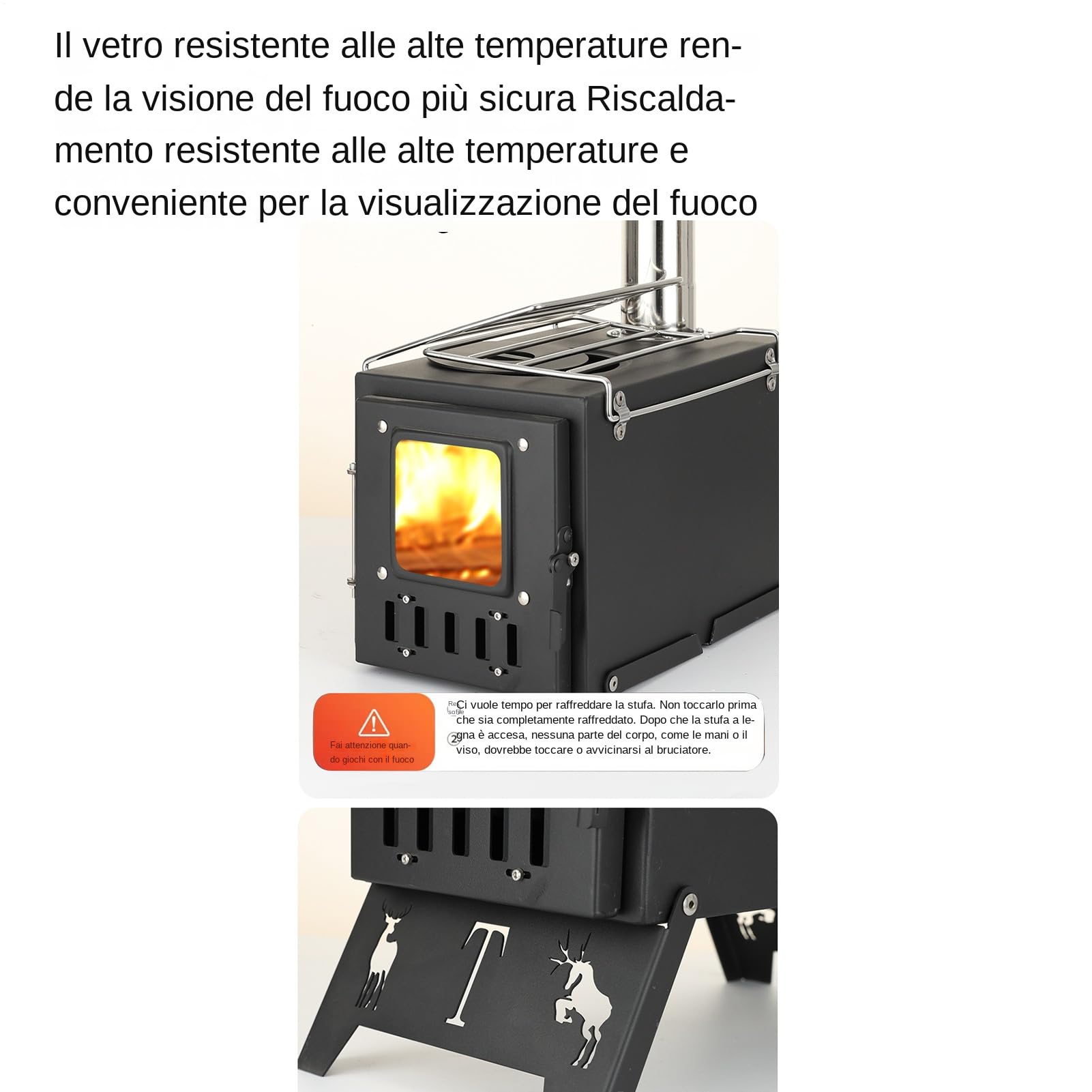 Fornello Portatile a Legna da Esterno Multifunzionale Pieghevole Leggera | Stufa A Fuoco Da Campeggio Per Cucina All'Aperto Escursionismo Zaino In Spalla Sopravvivenza Picnic