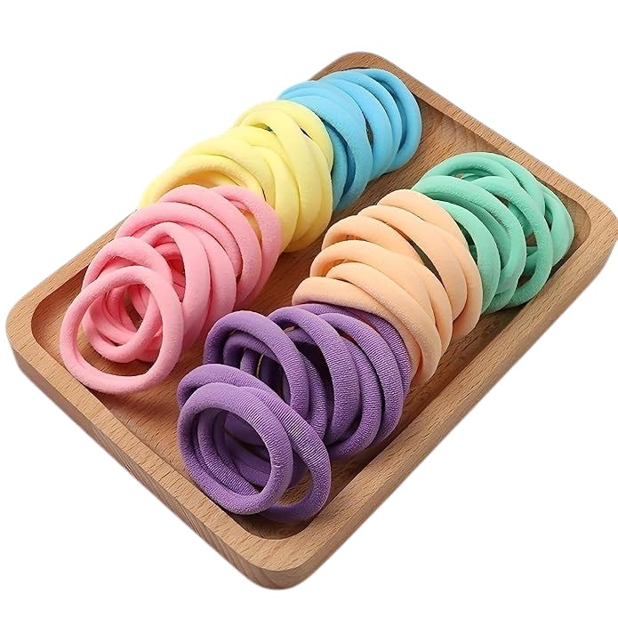 ponytail holder Hair Tie Soft Tiny Nylon Elastic Rubber Hair Bands Multicolour No Hair Damage Smooth Seamless Braiding for Kids Girls,Zym, Sports, Running, Office Rubber bands pack of 30-image-13