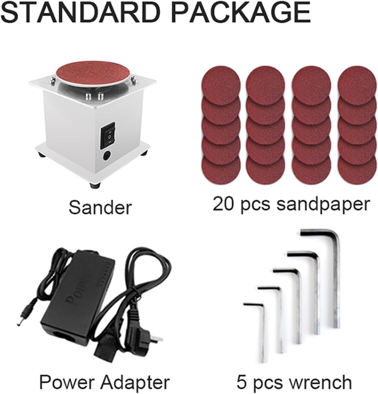 Mini Bench Disc Sander Sanding Roller Electric Edge Sharpener 7 Variable Speed Self-adhesive Benchtop Grinding Machine(Set 4)
