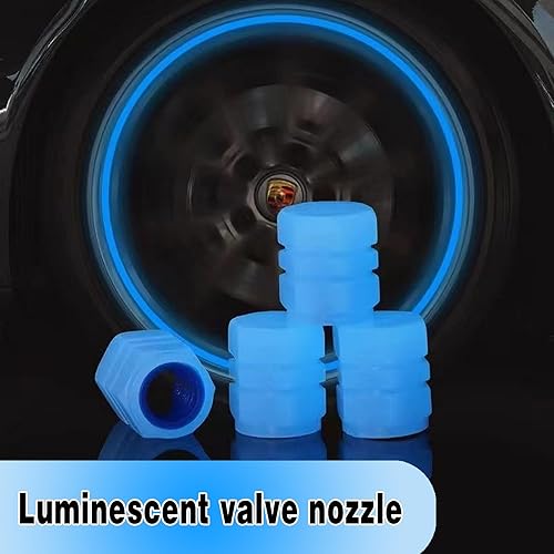 Miniatura 5 de jeseny 8 tapas de vástago de válvula, cubierta protectora luminosa para vástago de válvula, tapones de aire para neumáticos de automóviles,