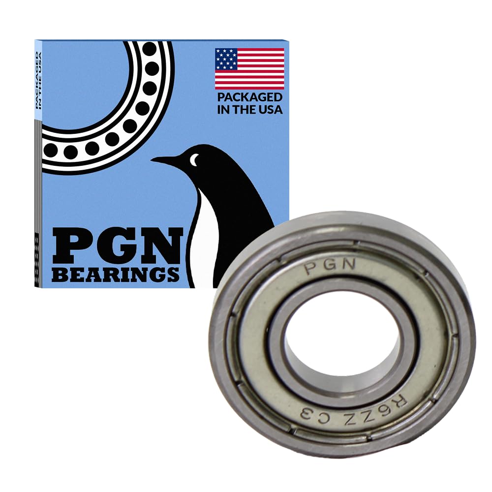 PGN (100 Pack) R6-ZZ Bearing - Lubricated Chrome Steel Sealed Ball Bearing - 3/8" x7/8" x9/32 Bearings with Metal Shield & High RPM Support