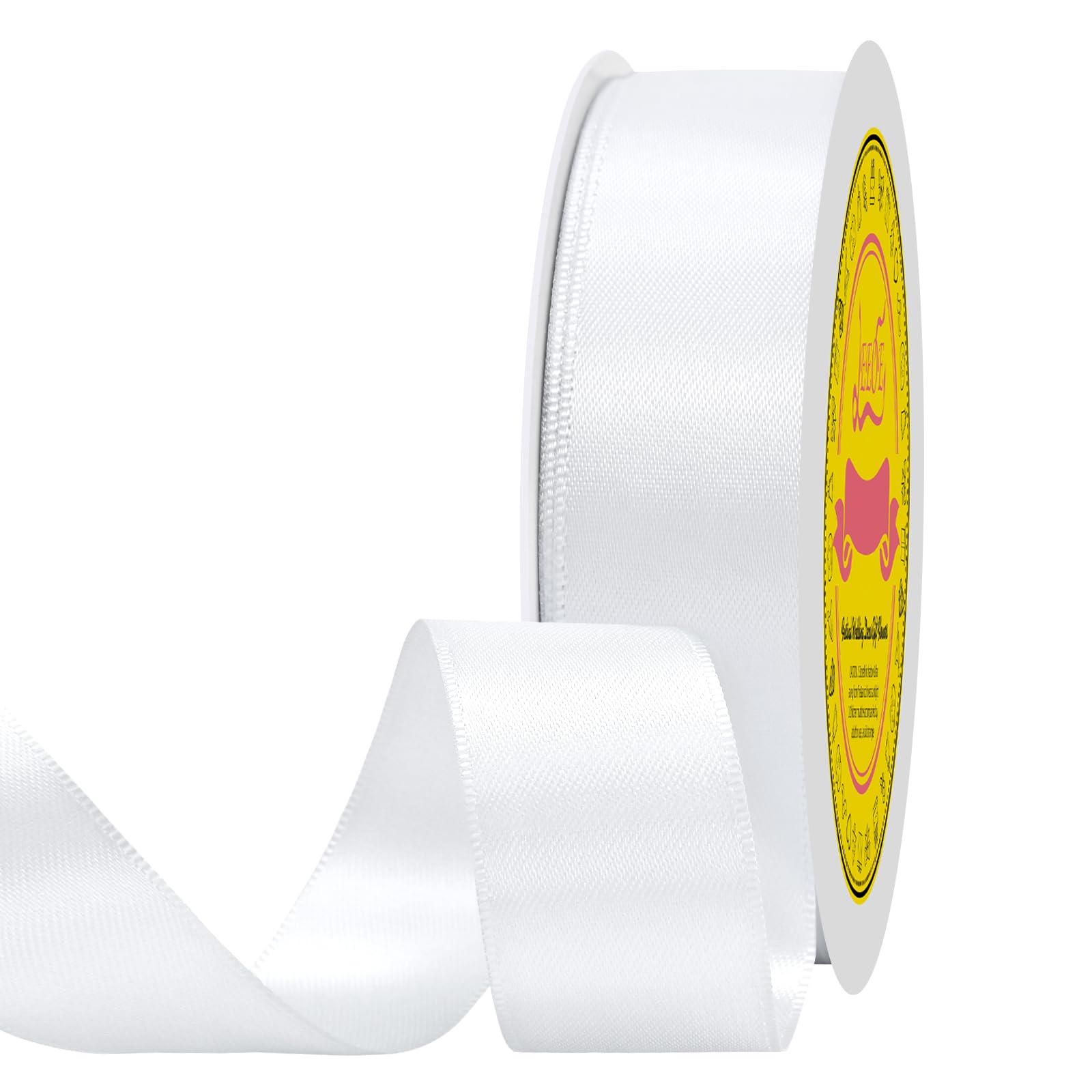 Double Face White Satin Ribbon 7/8 inch X 100 Yards Polyester White Ribbon for Gift Wrapping Very Suitable for Weddings Party Hair Bow Invitation Decorations and More