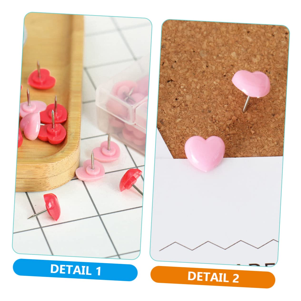 Chinchetas De Corcho Forma De Corazón Tachuelas De para Tablero De Anuncios Suministro De Oficina y Decoración De Pared