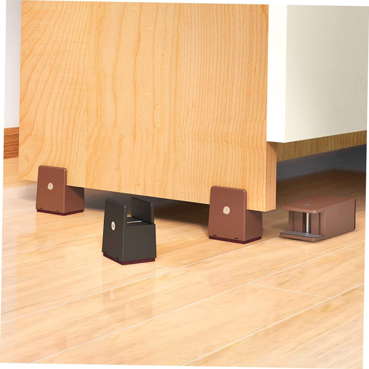 4pcs Adjustable Bed Risers Heavy-Duty Platform Furniture Riser Blocks for Chair and Table Legs Height Increase Silent Wear-Resistant for Storage Cleaning Space