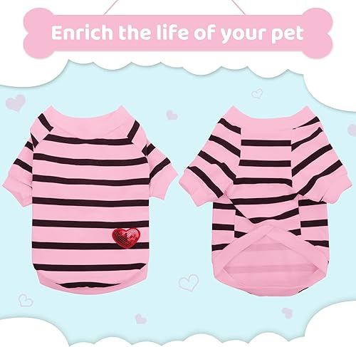 Miniatura 6 de Camiseta a rayas para perros y gatos, chaleco de algodón para primavera, verano, para mascotas, adecuada para mascotas pequeñas y medianas y