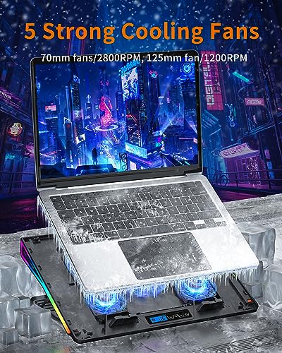 AICHESON Gaming Laptop Cooling Pad, RGB Lights Computer Cooler Stand, 5 Quiet Fans for 15.6-18 Inch Laptops, PC Notebook Heat Dissipation, AA2 - Image 3
