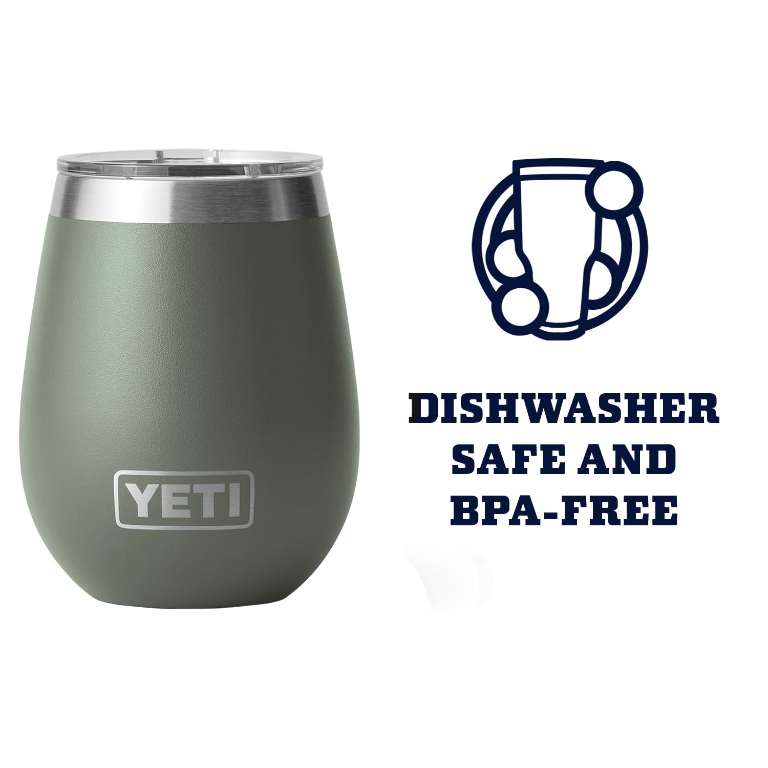 YETI Rambler Gobelet à vin isotherme en acier inoxydable avec couvercle MagSlider, 295 ml, vert camp