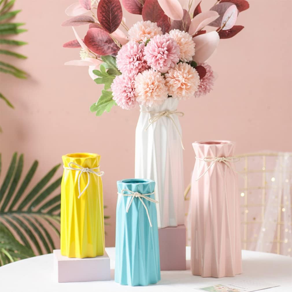 Disoza Ceramic Flower Vase Modern Home Decor Vases for Centerpieces Pink Minimalist Farmhouse 9.5" H x 3.9" W Cute Decorative Vases Flowers Tulip Pampas Grass Vase for Table Bathroom Shelf