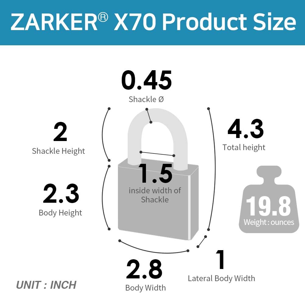 Crеаtіvе Prоduсt [ZARKER] X70 - 4 Digit Heavy Duty Combination Lock, Outdoor Waterproof Padlock , Resettable Lock for Gym, Sports, School, Warehouses, Toolbox, Case, Fence and Storage Unit - 1 Pack