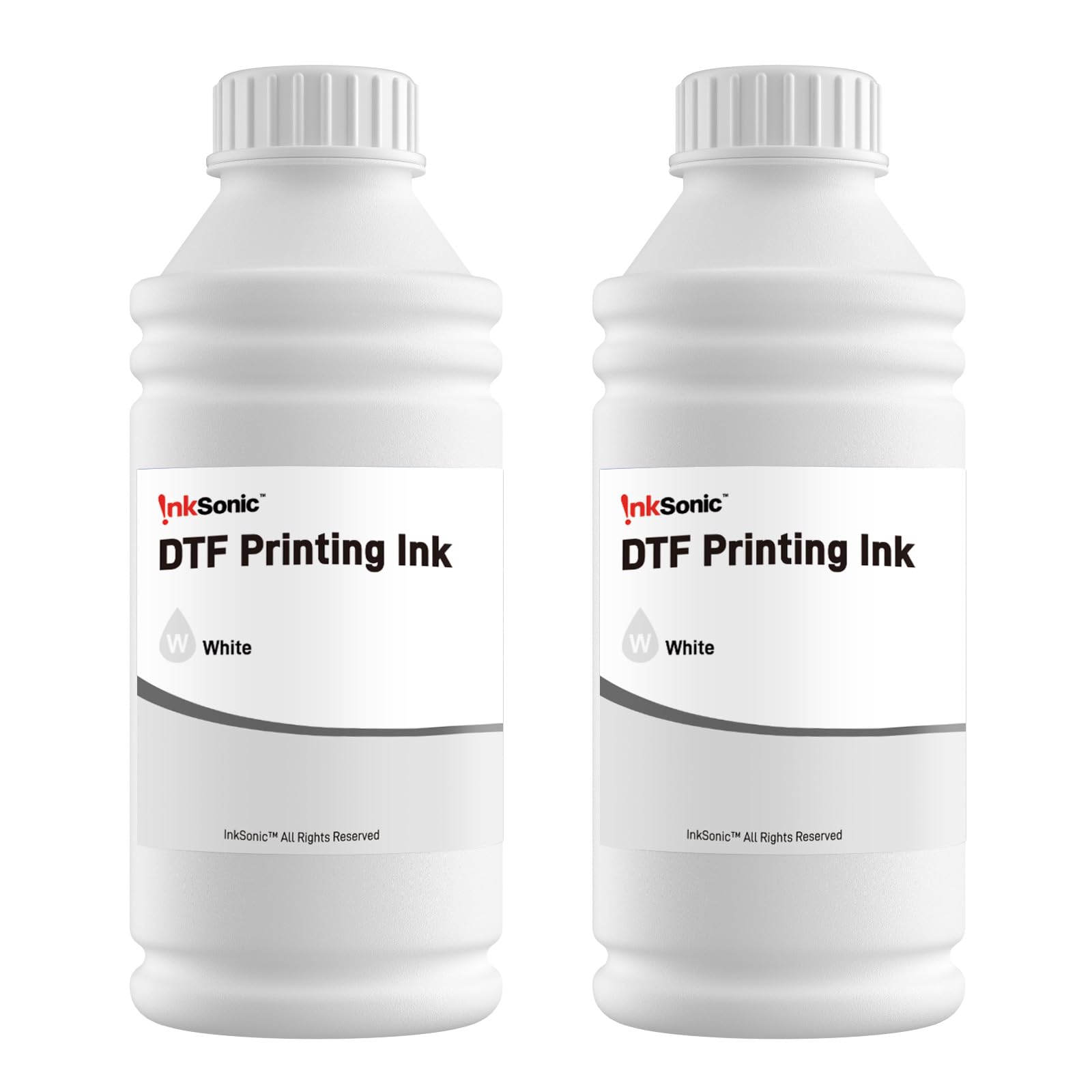InkSonic Premium White DTF Ink, 2 x 500mL Bottles, for DTF Printers