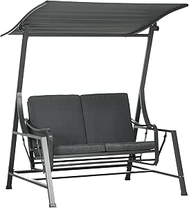 Outsunny Hollywoodschaukel, 2Sitzer Gartenschaukel, Schaukelbank mit