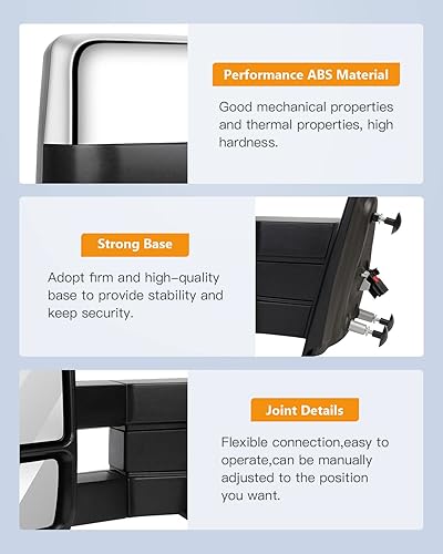Miniatura 6 de Espejos de remolque aptos para Ford 2007-2014 para Ford F150, espejos de remolque con control de potencia, luz de señal de giro calentada, acabado