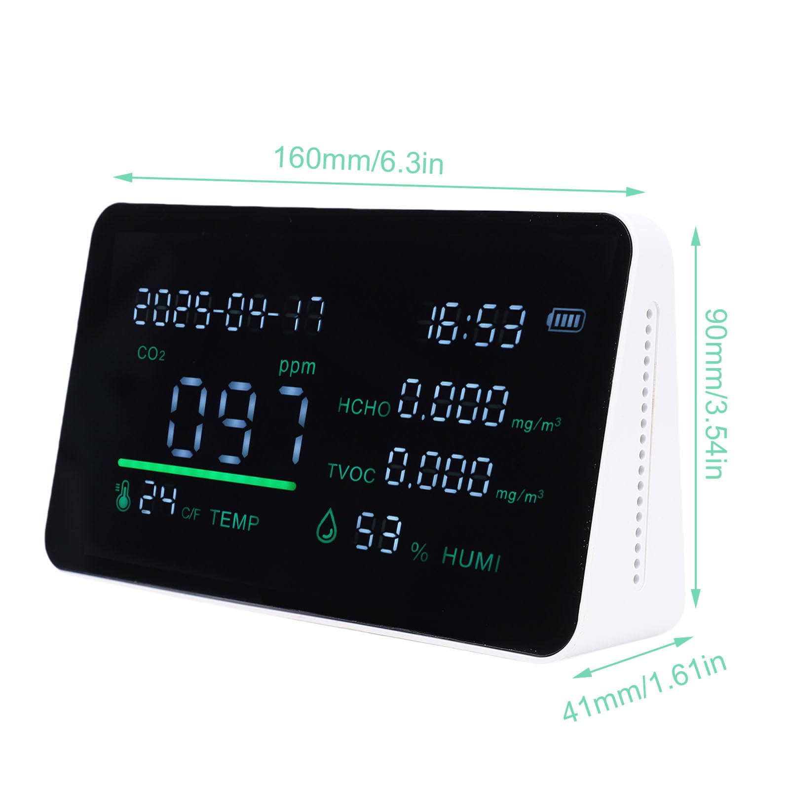 Detector de Calidad del Aire Tester HCHO TVOC Multifuncional para Salas de Estar sótanos