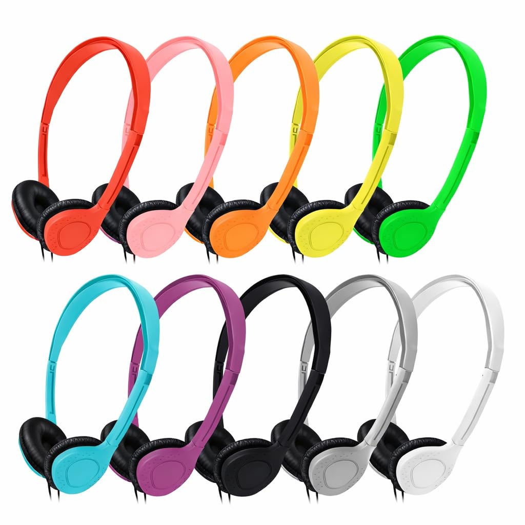 wired on-ear headphones for students with cushioned earpads