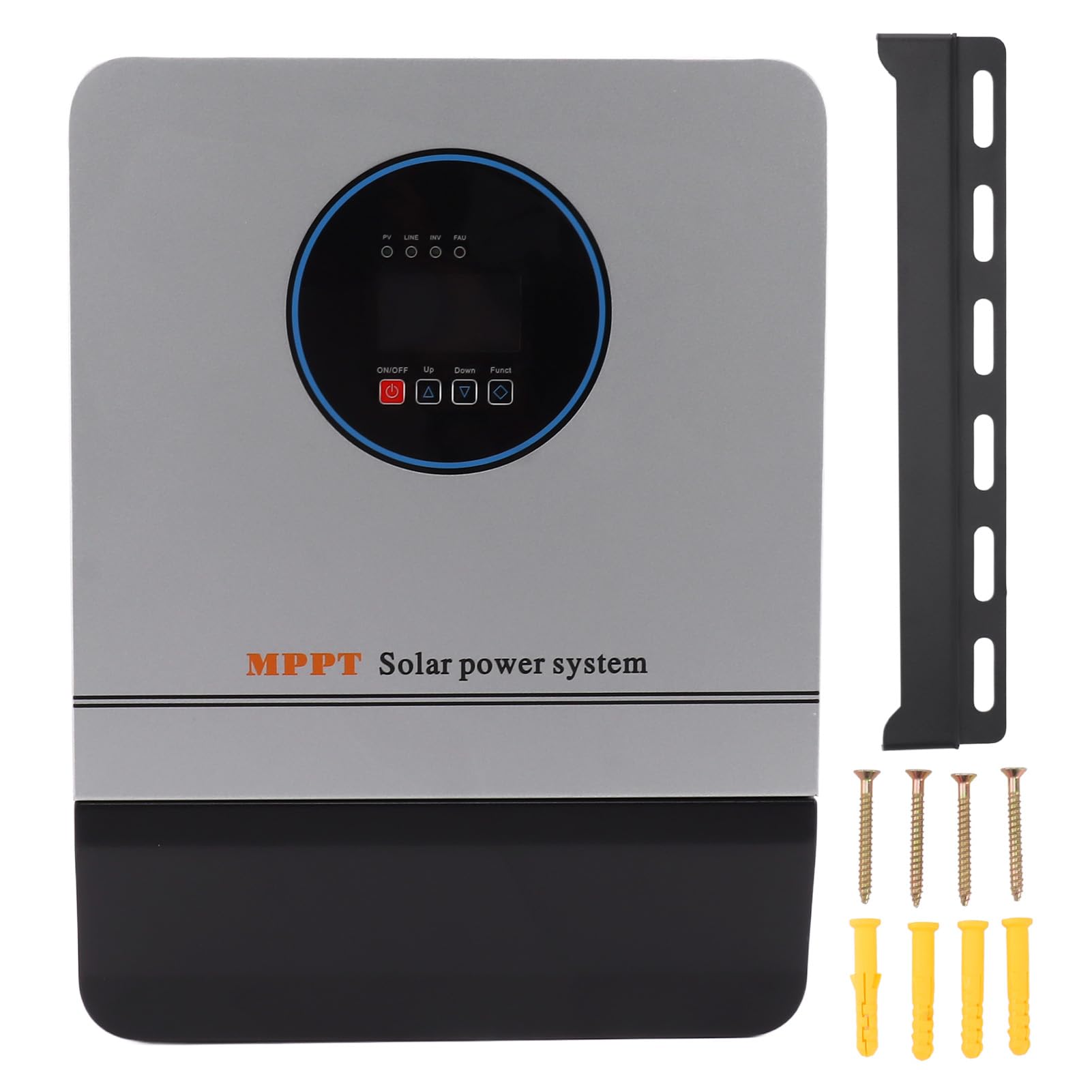 Hyuduo Inwerter z Regulatorem ładowania Słonecznego MPPT 24 V, Stop Aluminium ABS 1000 W Hybrydowy Falownik Solarny Czysta Fala Sinusoidalna 110 V 220 AC do Użytku Poza siecią W Domu, W Szkole, na