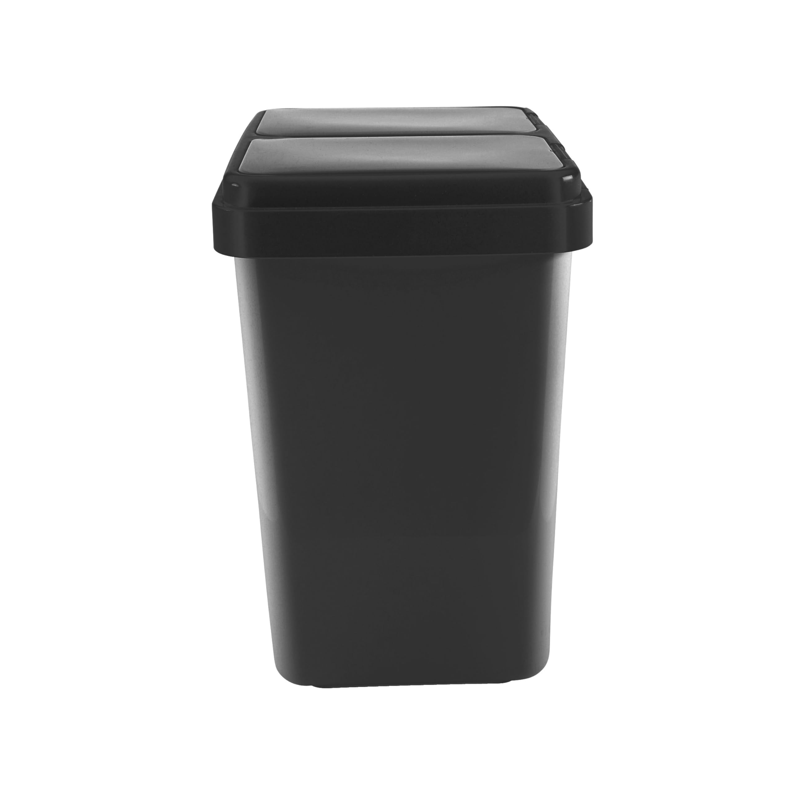 Ribelli Zweimer Duo Müllbehälter mit Deckel 2 x ca. 25 Liter, Kunststoff Mülleimer für die Küche geruchsdichter Abfalleimer Mülltrennsystem, ca. 45 x 32 x 51 cm, Schwarz, 502000