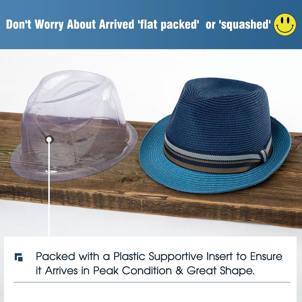 Comhats Oversize XL XXL Mens Summer Straw Fedoras Sun Hats Panama Derby Packable 57-64cm 22.4"-25.2" 7 1/8-8 - Image 3