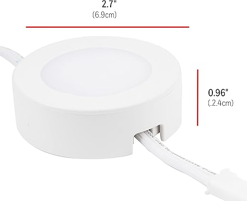 Miniatura 9 de UltraPro Luces LED de disco, 3 discos, iluminación debajo del gabinete, 2700 K blanco cálido, 385 lúmenes, cocina, mostrador, enchufe, cableado,
