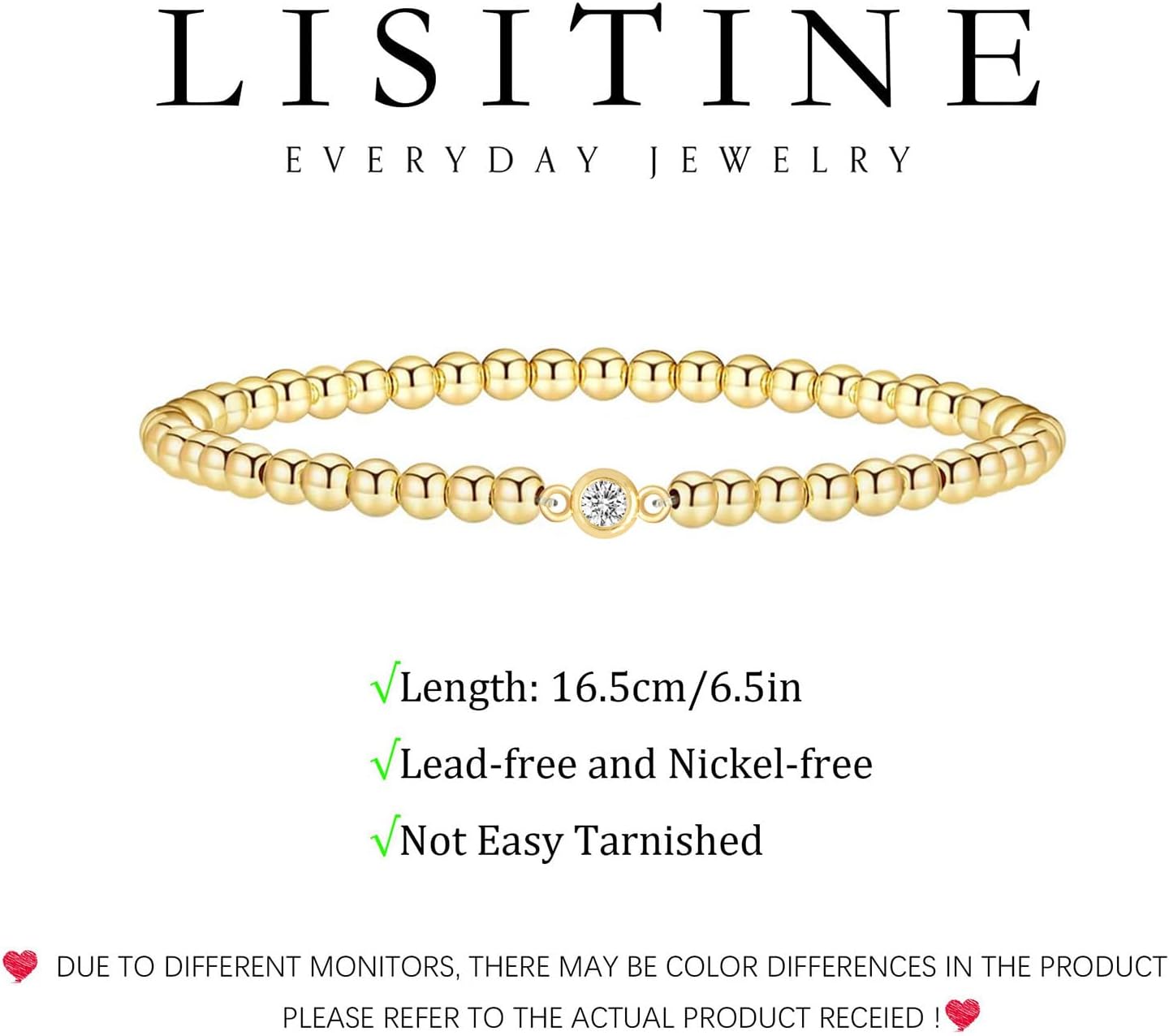 Beaded Bracelets for Women, 14K Gold Plated Dainty Stretch Stackable Bracelets Cute CZ Clover Bracelet for Women Trendy Gold Jewelry for Birthday Gifts