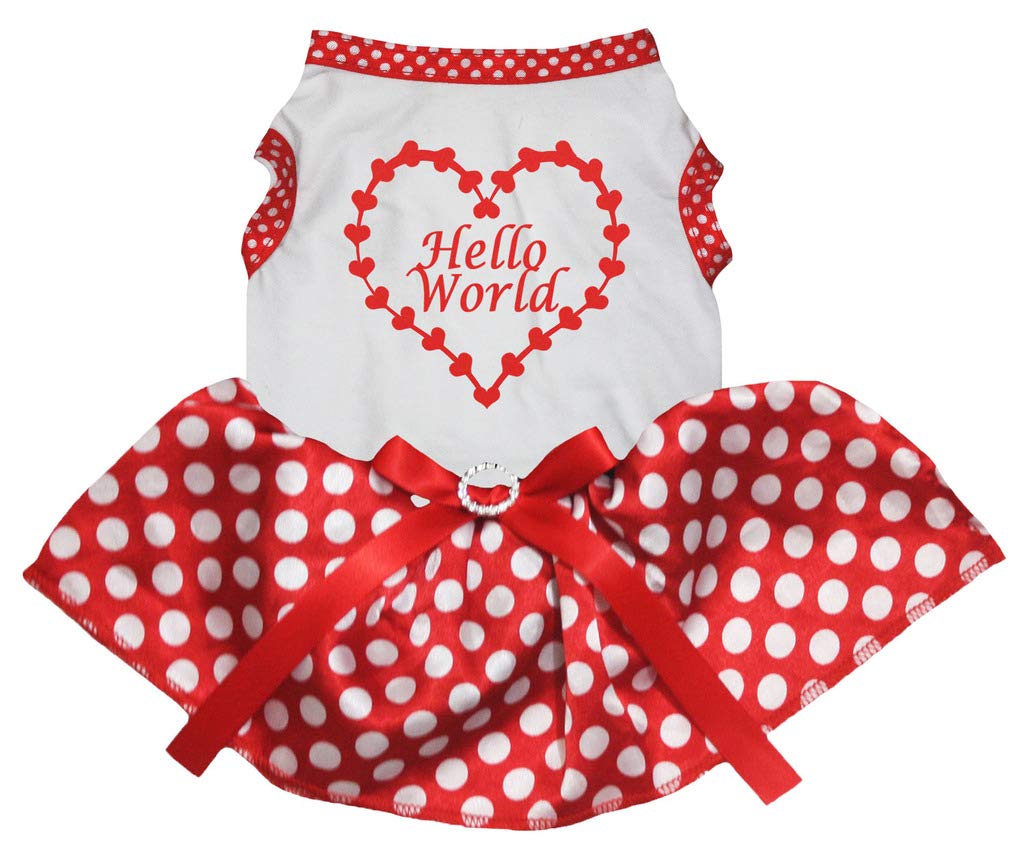 Robe en coton pour chien rouge Hello World Petitebella pour animal de compagnie