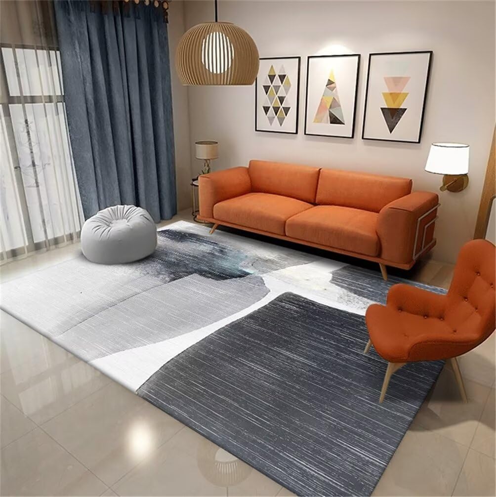 Tapis table basse moderne gris antidérapant de qualité