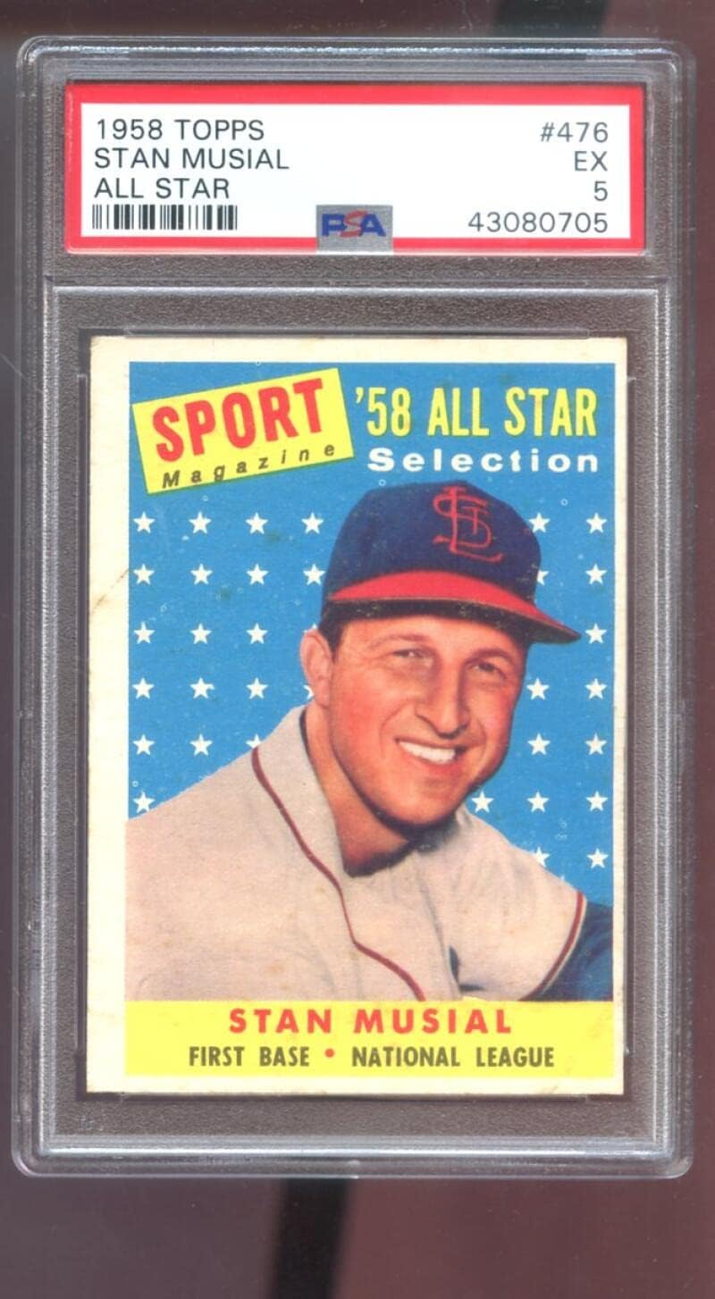 1958 Topps #476 Stan Musial All-Star Sport Magazine PSA 5 Graded Baseball Card