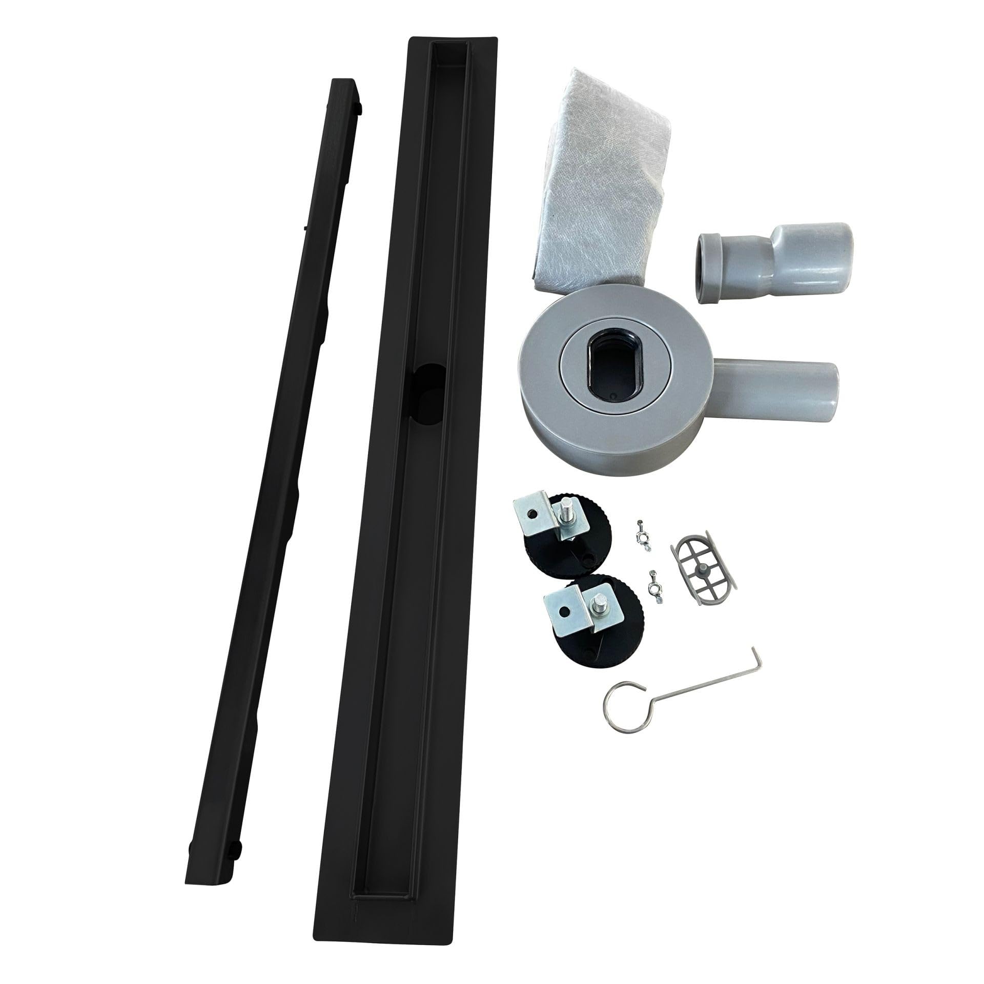 SAMY Caniveau de douche italienne compact noir L.70 cm siphon 360°, drainage 36l/min, hauteur réglable