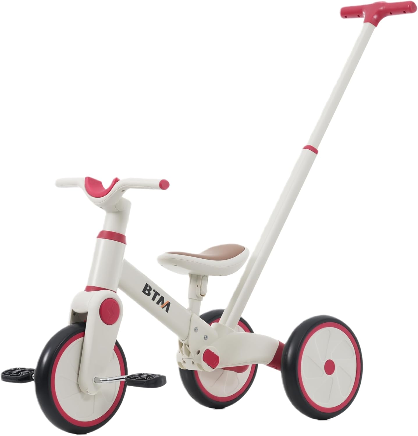 OSJ Children's Tricycle, 4-in-1 Bite-On, Foot Bike, Stroller, Push Rod, BTM 4-Way, 3-Wheel, Motorcycle, Going Out, Walking, Pedal, Control Bar Included, Tricycle, Bicycle