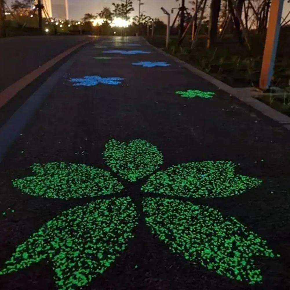 BVSPA Pietre fosforescenti al buio, ghiaia luminosa per giardino, pietre luminose di sabbia che si illuminano al buio, mini ciottoli per feste, casa, giardino, parco, decorazione stradale, pietra