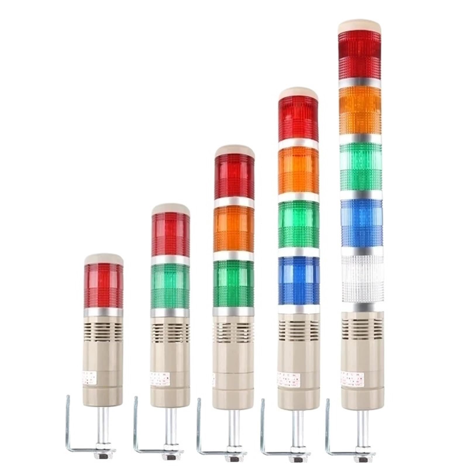 Safety Industrial Multilayer Stack Alarm Lamp Side Hanging LED Signal Tower Warning Light DC12V/24V AC110V/220V with Buzzer(1Layer 24V Buzzer)