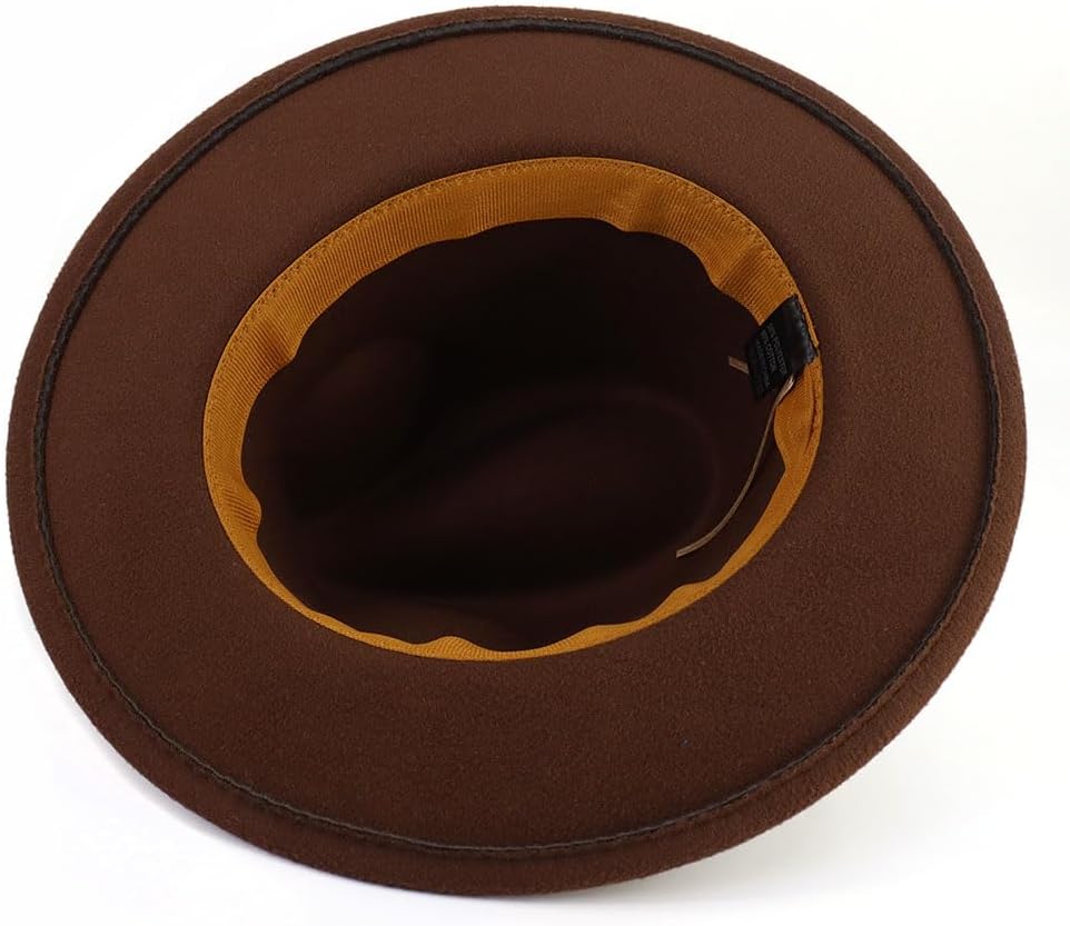 Fedora Hats for Men Women Felt Jazz Hat Wide Brim Panama Hat with Belt Buckle - Image 4