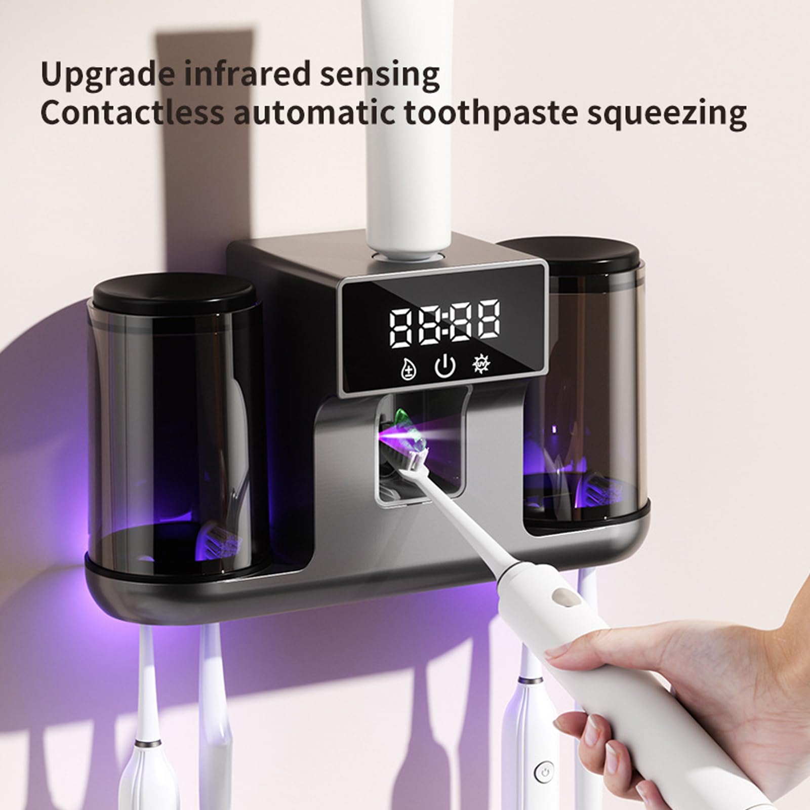 Soporte para cepillos de Dientes de Almacenamiento Cubierto con dispensador de Pasta de Dientes, Organizador de baño montado en la Pared para hogar, Soporte para cepillos de Dientes montado en la
