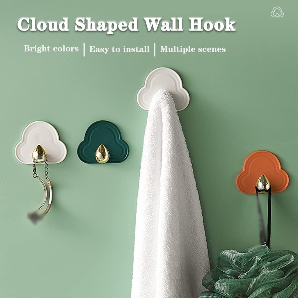 Wall Hook，Door Hook, Wall Hooks Wall Hooks Decorative Cloud Shaped Clothes Hooks, No Trace Wall Hanging Hook, Multifunctional Storage Hangers, Load Bearing 1kg(White)