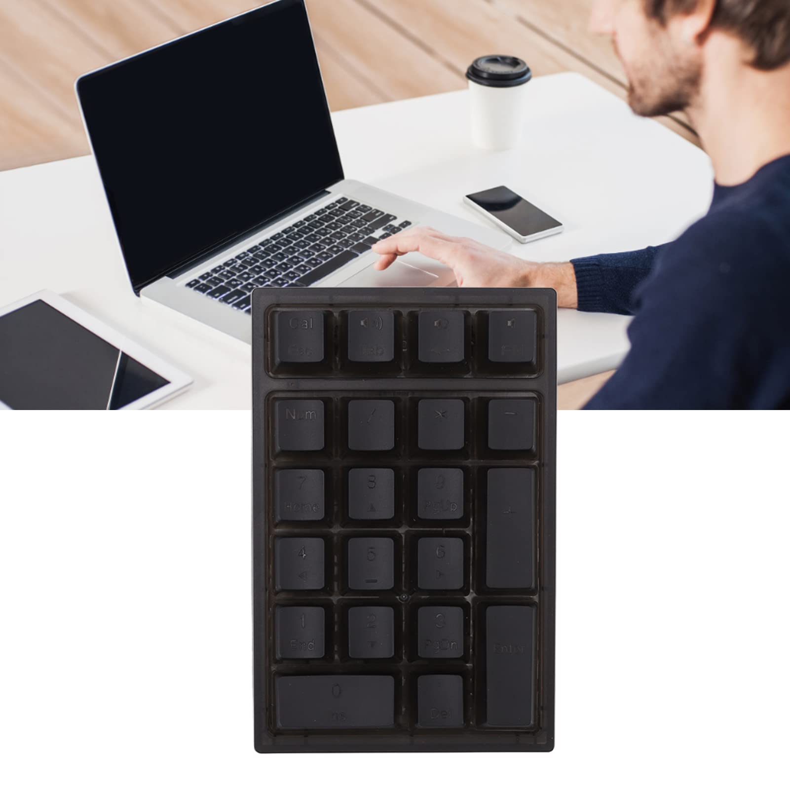 Pavé Numérique Mécanique Ergonomique à 21 Touches avec Rétroéclairage RVB pour Ordinateur Portable, Clavier Numérique à Réponse Rapide pour Claviers 87/82/68/61, Plug and Play, Blanc (Black)