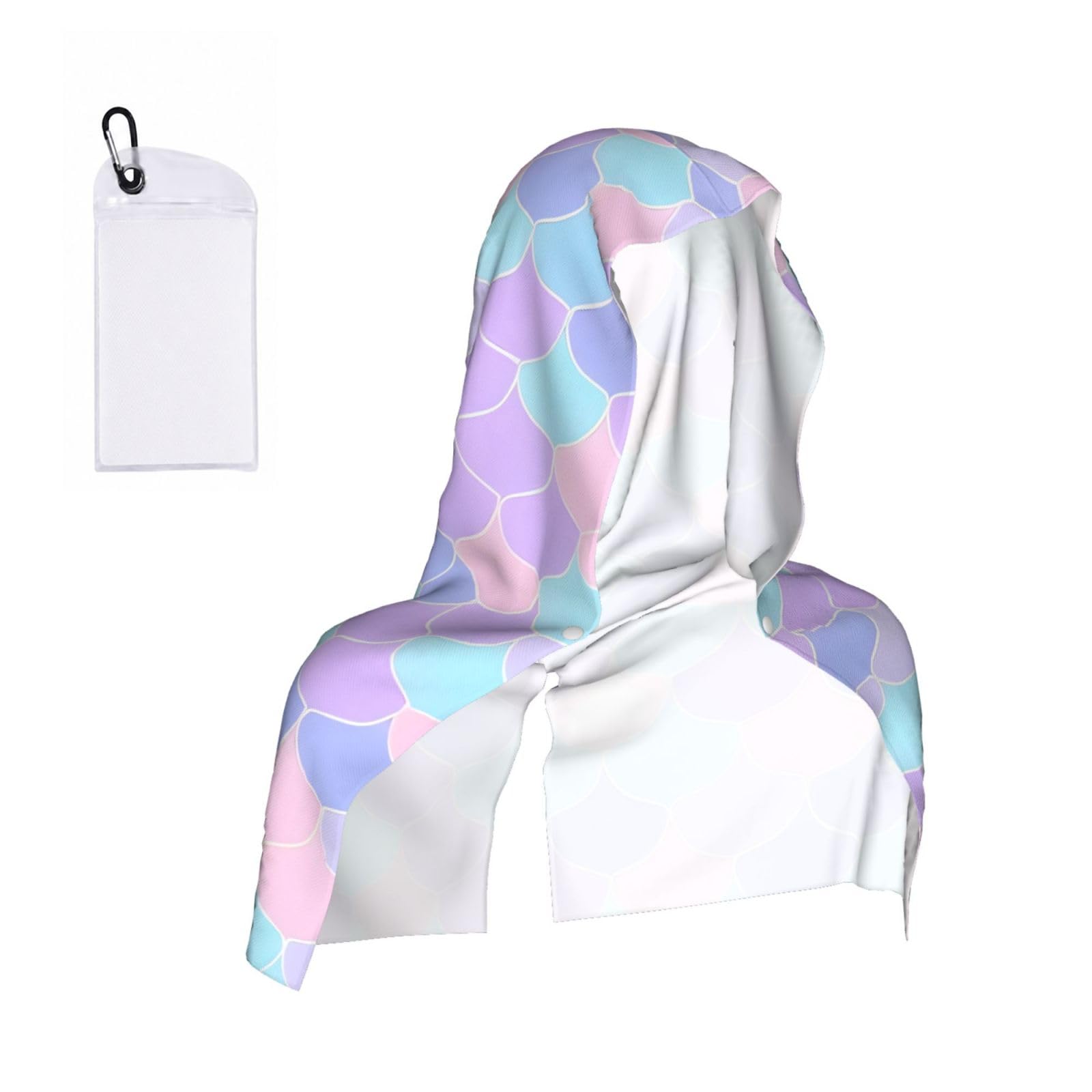 CNTDBU Mermaid tattoo Cooling Towel Hooded-Instant Chill Neck Cover for Sports, UV Cooling Rag for Running Gym