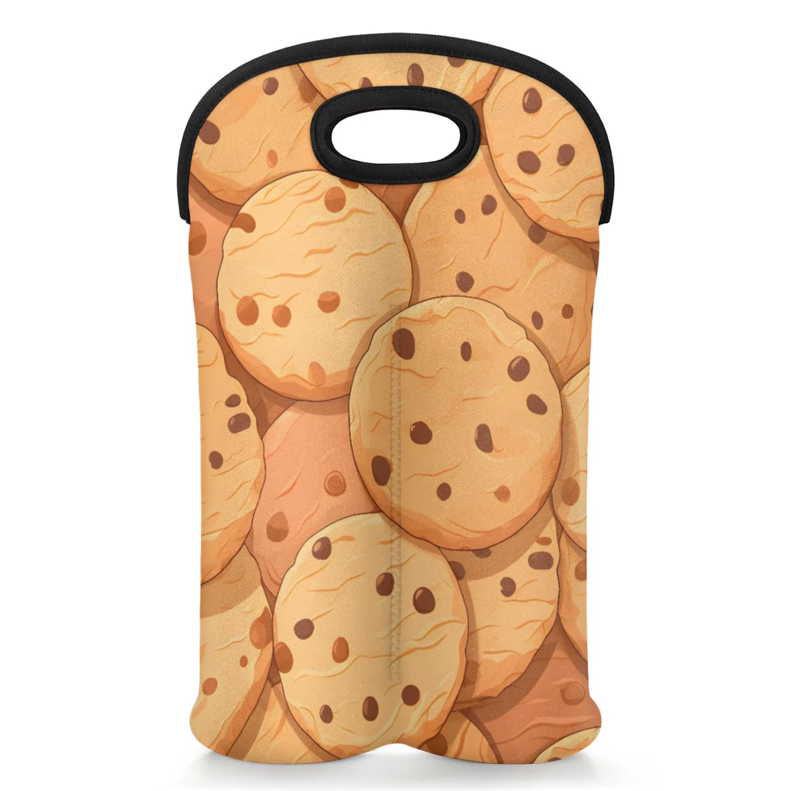 GzLeyigou 2 Bottles Biscuits Wine Bag Sleeve Totes Neoprene Protective Wine Carrier Bag for Wine,Water, Champagne, Beer, Baby Bottles,Gift 14.5 x 10 Inches