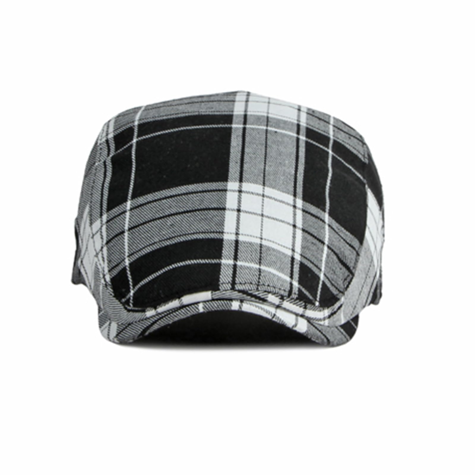 meioro Men's Striped Plaid Newsboy Hat Cabbie Beret Ivy Flat Cap Adjustable Gatsby Hat Hunting Driving Cap(Classic, Black)