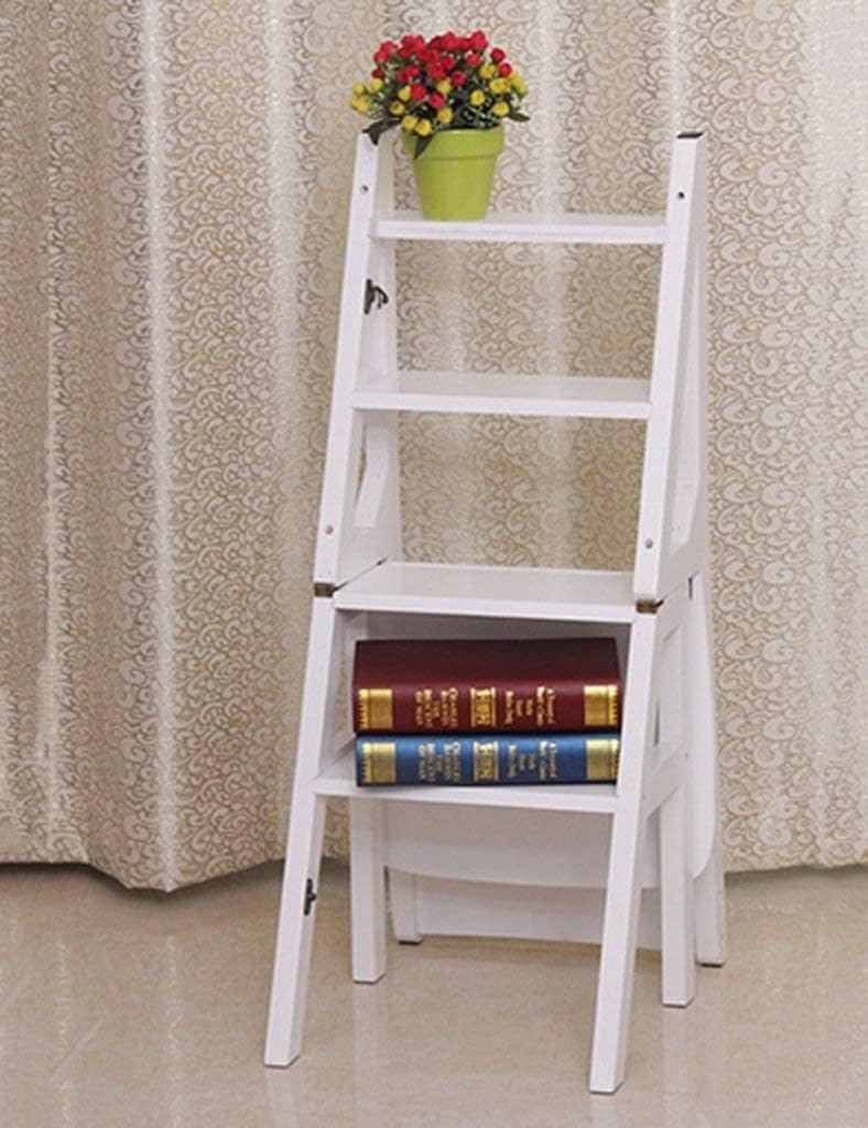 OKUOKA Outdoor Home Dual-Purpose Step Stool,Dual-Use Staircase Chair Ladder Chair Multifunction Step Stools 4 Tier Multi-Purpose Ladders Steps,a