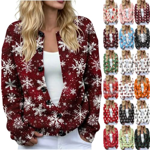 Christmas Sweaters for Women Plus Size Ugly Sweater Button Cardigan - image 1
