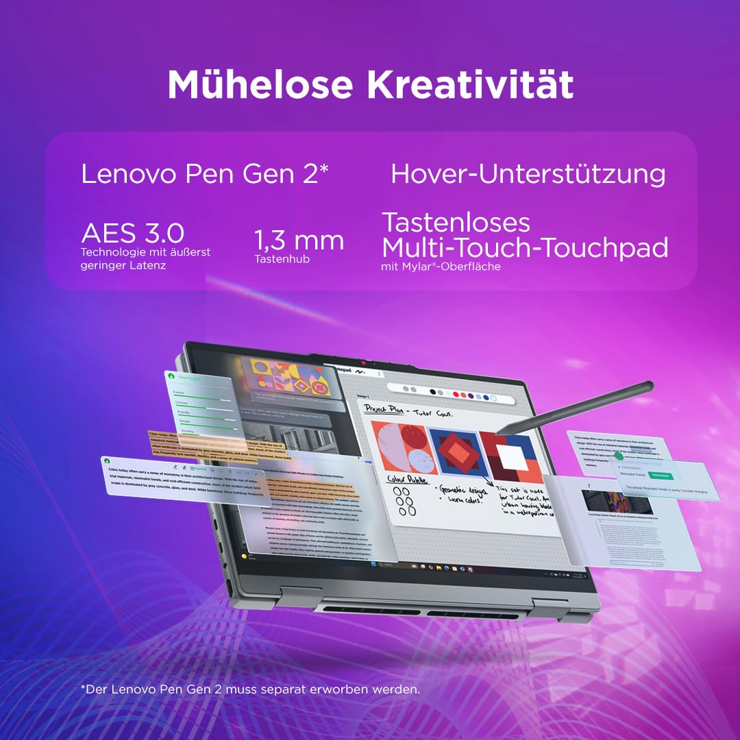 Lenovo IdeaPad 5i 2-in-1 Laptop | Copilot+ PC | 15.3" WUXGA Touch Display | Intel Core Ultra 7 355 | 16GB RAM | 1TBSSD | Integrierte Intel Grafik | Windows 11 | QWERTZ | Grau | 3 Monate Premium Care