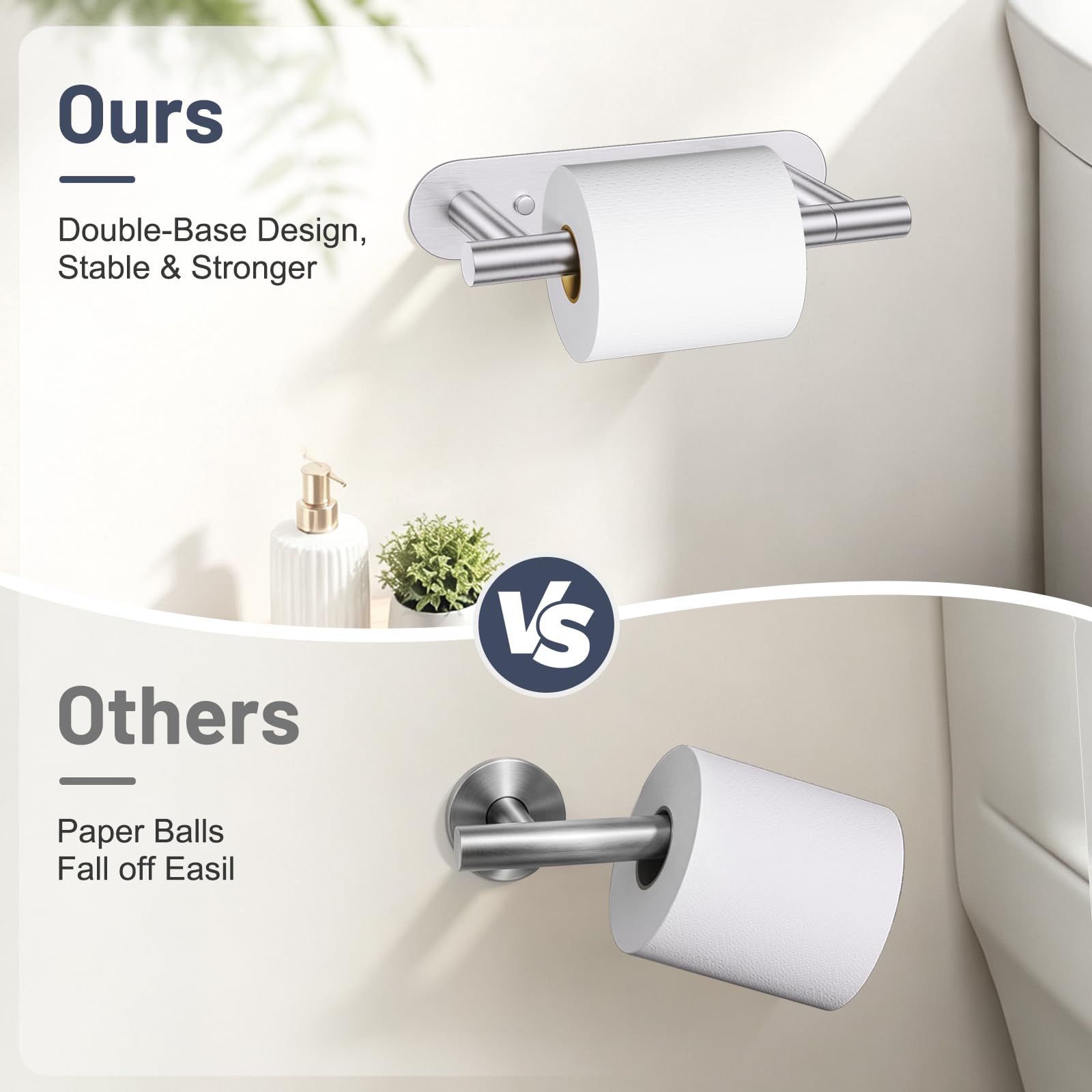 Brushed Nickel Toilet Paper Holder Self Adhesive Screw Toilet Roll Holder — Amazon image 2