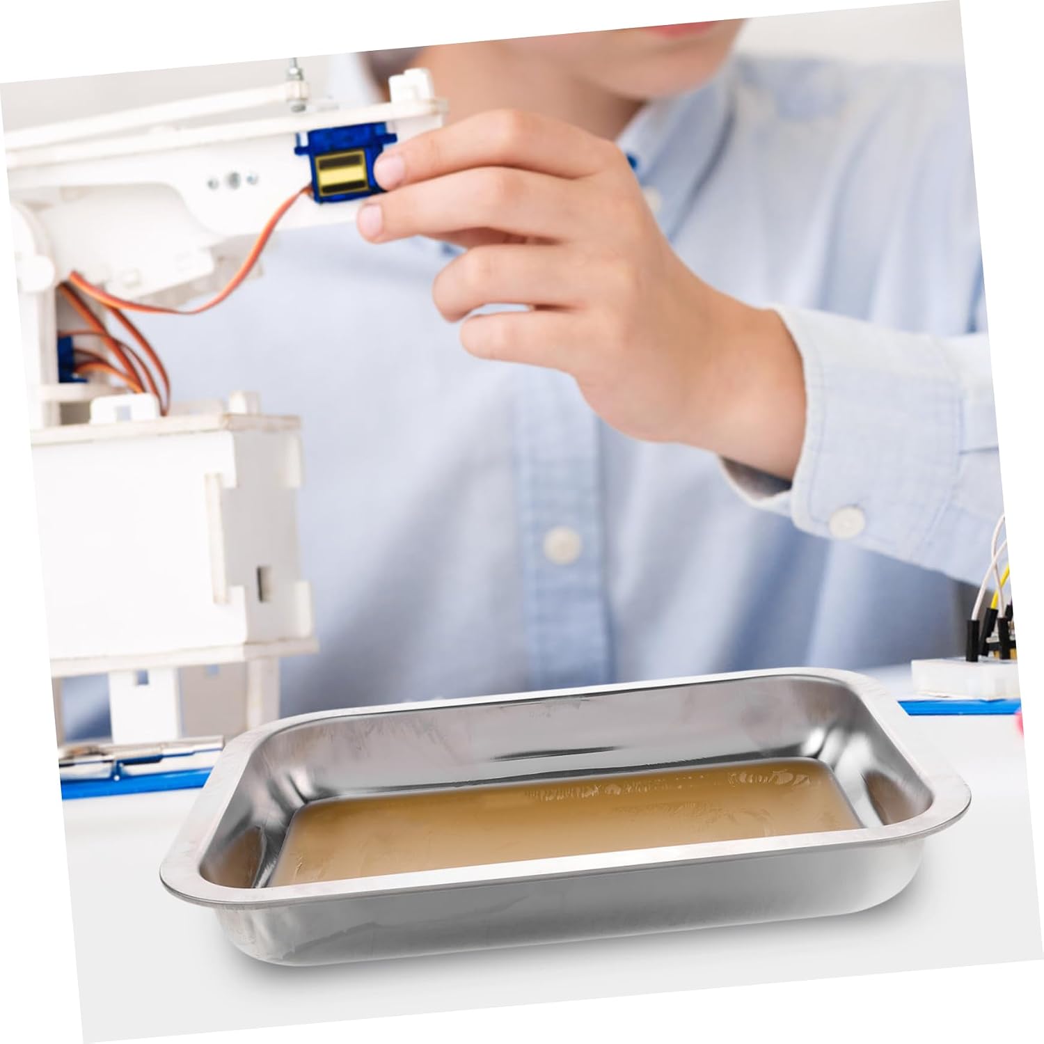 Toyvian Multi Functional Stainless Steel Dissection Tray Ergonomic Design for Lab and Teaching Use for Experiments Safe and Reliable Dissection Procedures Versatile