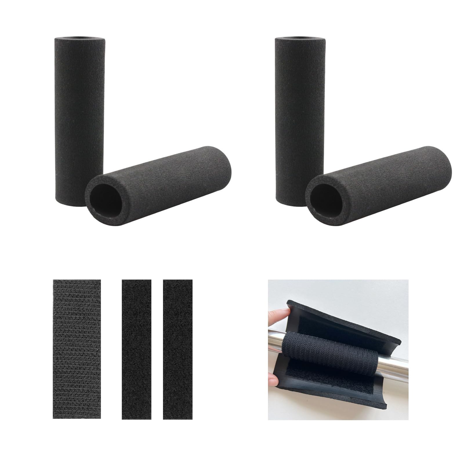 Wzttdm 4Pcs Foam Handle Cover, NBR Rubber Grip, 4.3 Inch Tubing, Comfortable Grips for Fitness, Home, Lawn, Bicycle, Motorbike Handlebar Replacement (