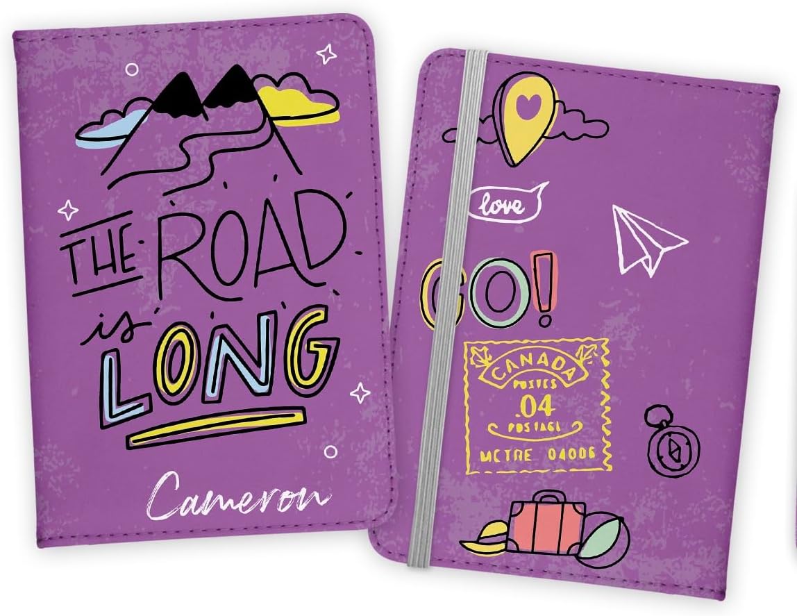 Personalized Passport holder | Personalized Passport Cover | Customized Passport Cover and Luggage tag | Personalized Gift | travel Gift | (Purple, Passport cover + 2 Luggage Tags)