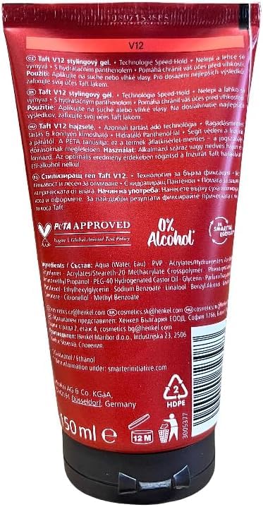 Miniatura 2 de Styling Taft V12 Power Gel, 150 ml, Speed Hold 1215 Fast Drying, Gentle for Hair & Scalp